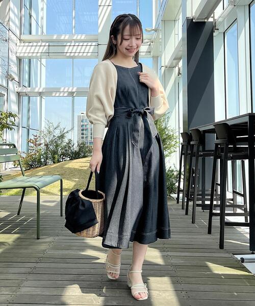 couture brooch（クチュールブローチ）の「◆【上下2WAY】レースアップニットボレロ（カーディガン/ボレロ・レディース・アイボリー/ブラウン系その他/ピンク・38/42）」の19枚目の写真