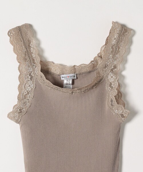 BASIC COTTON(ベーシックコットン)の「BASIC COTTON:〈洗濯機可能〉レースキャミソール 25SS(キャミソール・レディース・ベージュ/ブラック/ホワイト・ONE SIZE)」の5枚目の写真