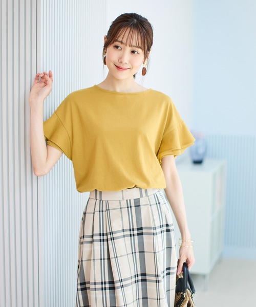 Honeys（ハニーズ）の「フリル袖Ｔシャツ（Tシャツ/カットソー・レディース・ネイビー/イエロー/ブルー系その他/モカ/ベージュ/レッド/オフホワイト/ブラック/ブルーグリーン・S/M/L/LL/3L）」の21枚目の写真