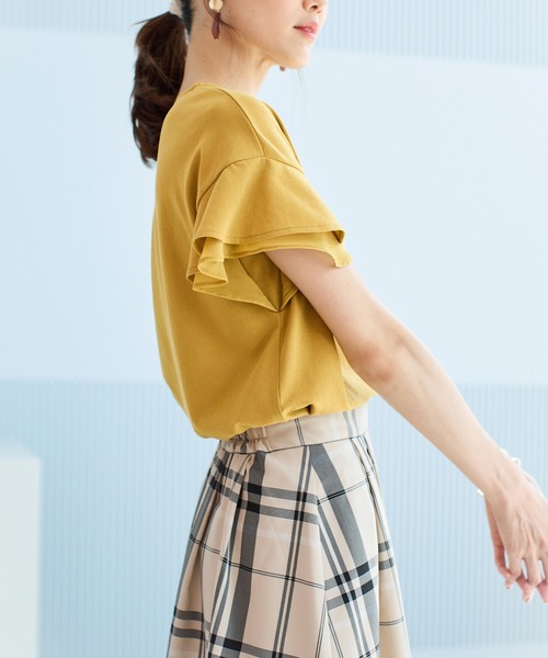 Honeys（ハニーズ）の「フリル袖Ｔシャツ（Tシャツ/カットソー・レディース・ネイビー/イエロー/ブルー系その他/モカ/ベージュ/レッド/オフホワイト/ブラック/ブルーグリーン・S/M/L/LL/3L）」の22枚目の写真