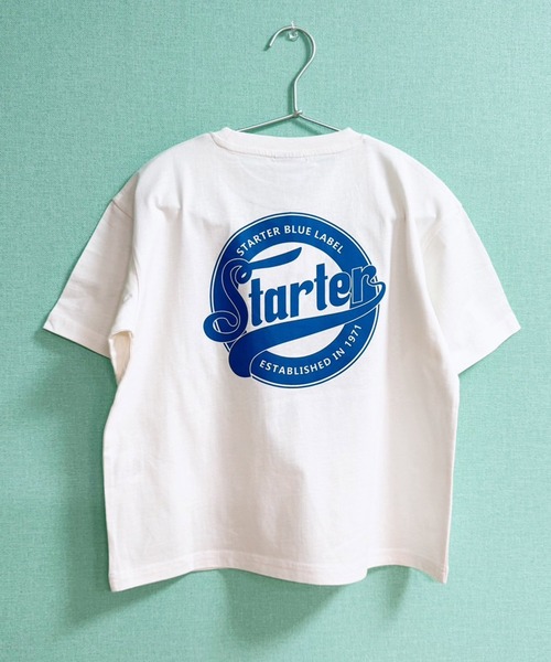 STARTER（スターター）の「STARTER プリントロゴ オーバーサイズ 半袖Tシャツ（Tシャツ/カットソー・キッズ・ブラック/グレー系その他/ブラック系その他2/杢グレー/ダークグリーン/ブラック系その他/ホワイト系その他2/オフホワイト/ホワイト系その他/ホワイト系その他3/パープル/オレンジ/グリーン系その他/チャコール/グレー系その他2/ネイビー・130cm/140cm/150cm/160cm/110cm/120cm）」の4枚目の写真