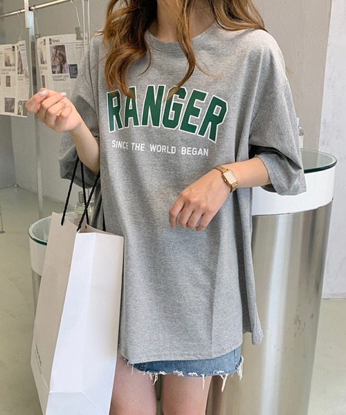 Miniministore(ミニミニストア)の「半袖Tシャツ 英字ロゴ レディース 韓国(Tシャツ/カットソー・レディース・ネイビー/ホワイト/ライトグレー・FREE)」の3枚目の写真