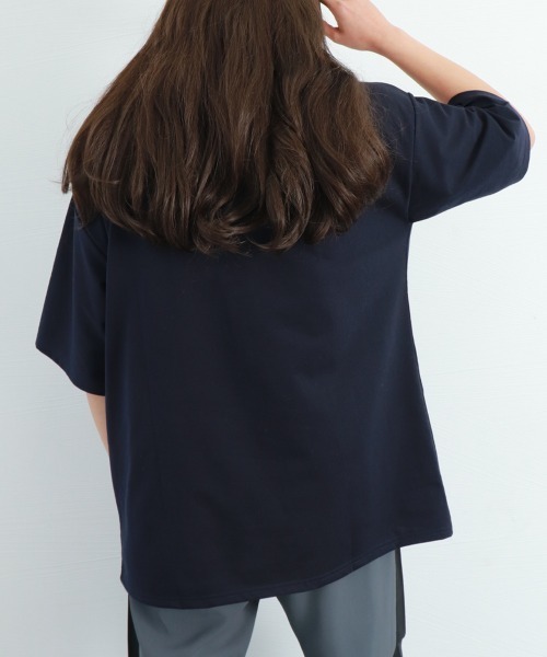 Miniministore(ミニミニストア)の「半袖Tシャツ 英字ロゴ レディース 韓国(Tシャツ/カットソー・レディース・ネイビー/ホワイト/ライトグレー・FREE)」の16枚目の写真
