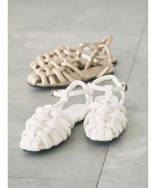 Lugnoncure(ルノンキュール)の「パデッドサンダル(サンダル・レディース・ゴールド/オフホワイト/ブラック・L/M)」の1枚目の写真