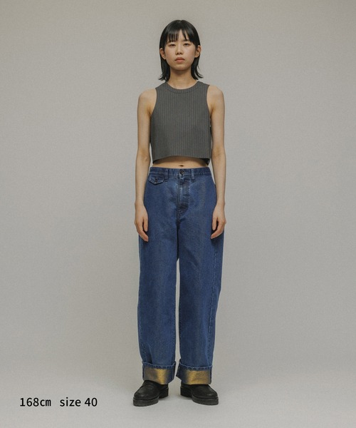 M TO R（ムウトアール）の「［PANTS］GLITTER DENIM COIN POCKET TACK PANTS（デニムパンツ・レディース・ブルー・42/40/38）」の18枚目の写真