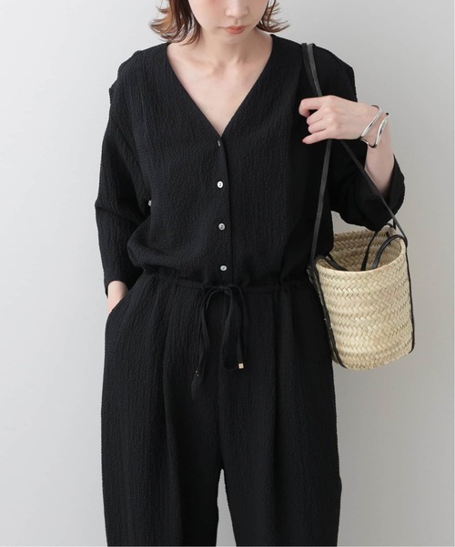 美品 スローブイエナ 2024SS リラックスオールインワン 完売品 黒ブラック SLOBE IENA（スローブイエナ）の「《WEB限定/追加》リラックス