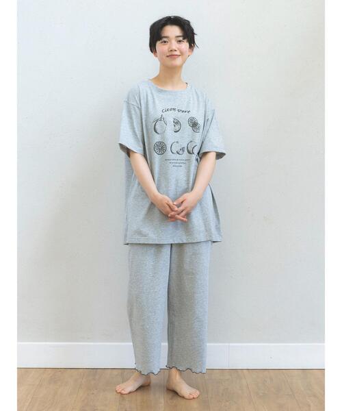 Et grenier by Samansa Mos2（エグルニエバイサマンサモスモス）の「【接触冷感/UVカット】ハラマキ付裾メローパンツ（ルームウェア/パジャマ・レディース・グレー/イエロー/グリーン・F）」の18枚目の写真