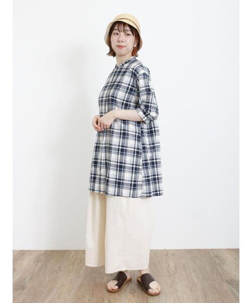 Samansa Mos2（サマンサ モスモス）の「【クールコットン/接触冷感】ピンタッククルーネックチュニック（シャツ/ブラウス・レディース・ブルー/オフホワイト/チャコールグレー/ネイビー・F）」の10枚目の写真