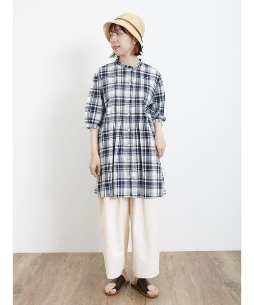 Samansa Mos2（サマンサ モスモス）の「【クールコットン/接触冷感】ピンタッククルーネックチュニック（シャツ/ブラウス・レディース・ブルー/オフホワイト/チャコールグレー/ネイビー・F）」の11枚目の写真