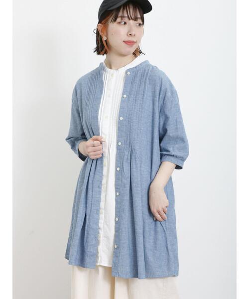 Samansa Mos2（サマンサ モスモス）の「【クールコットン/接触冷感】ピンタッククルーネックチュニック（シャツ/ブラウス・レディース・ブルー/オフホワイト/チャコールグレー/ネイビー・F）」の13枚目の写真