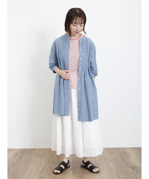 Samansa Mos2（サマンサ モスモス）の「【クールコットン/接触冷感】ピンタッククルーネックチュニック（シャツ/ブラウス・レディース・ブルー/オフホワイト/チャコールグレー/ネイビー・F）」の15枚目の写真