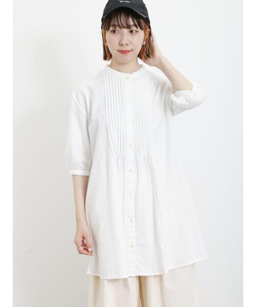 Samansa Mos2（サマンサ モスモス）の「【クールコットン/接触冷感】ピンタッククルーネックチュニック（シャツ/ブラウス・レディース・ブルー/オフホワイト/チャコールグレー/ネイビー・F）」の18枚目の写真