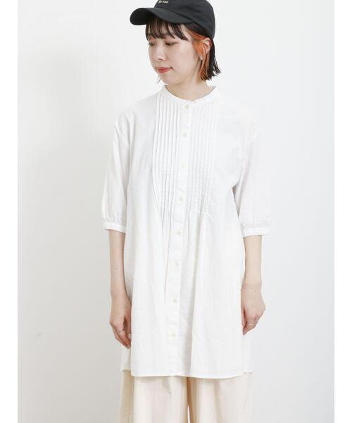 Samansa Mos2（サマンサ モスモス）の「【クールコットン/接触冷感】ピンタッククルーネックチュニック（シャツ/ブラウス・レディース・ブルー/オフホワイト/チャコールグレー/ネイビー・F）」の19枚目の写真