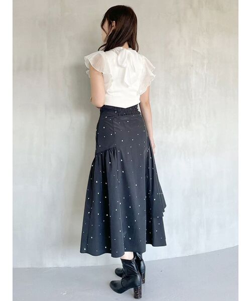 MERCURYDUO(マーキュリーデュオ)の「2WAYオーガンジードッキングラッフルニット(ニット/セーター・レディース・ラベンダー/オフホワイト/ブラック・FREE)」の16枚目の写真