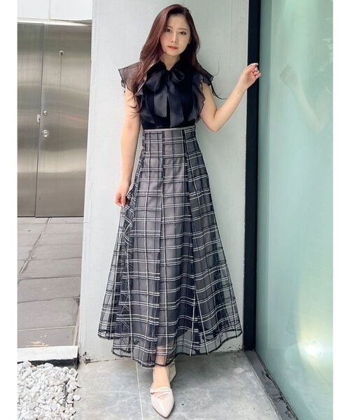 MERCURYDUO(マーキュリーデュオ)の「2WAYオーガンジードッキングラッフルニット(ニット/セーター・レディース・ラベンダー/オフホワイト/ブラック・FREE)」の17枚目の写真