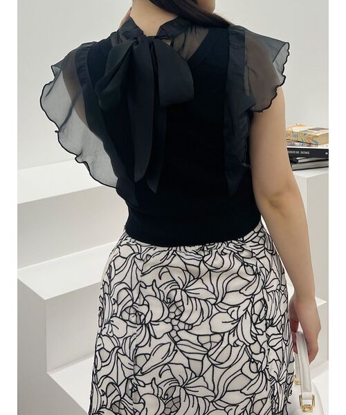 MERCURYDUO(マーキュリーデュオ)の「2WAYオーガンジードッキングラッフルニット(ニット/セーター・レディース・ラベンダー/オフホワイト/ブラック・FREE)」の10枚目の写真