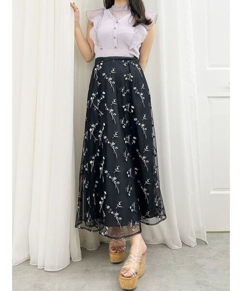 MERCURYDUO(マーキュリーデュオ)の「2WAYオーガンジードッキングラッフルニット(ニット/セーター・レディース・ラベンダー/オフホワイト/ブラック・FREE)」の11枚目の写真