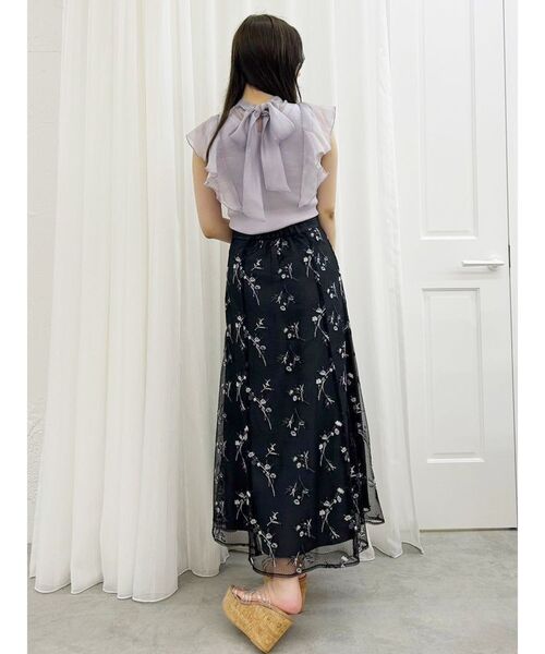 MERCURYDUO(マーキュリーデュオ)の「2WAYオーガンジードッキングラッフルニット(ニット/セーター・レディース・ラベンダー/オフホワイト/ブラック・FREE)」の12枚目の写真