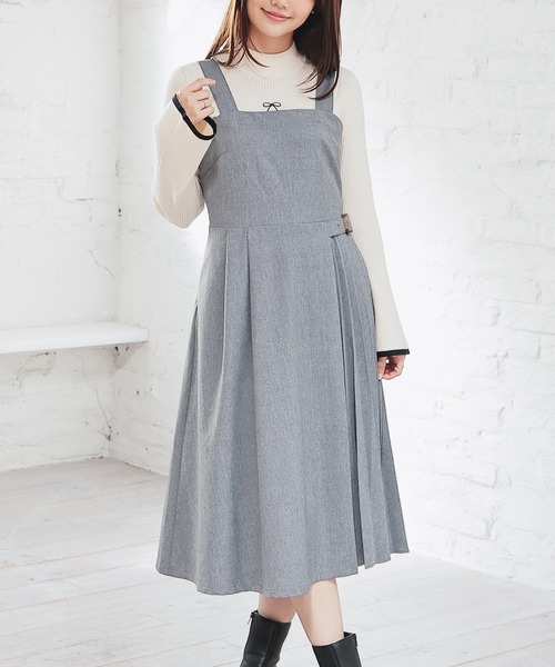 Honeys(ハニーズ)の「プリーツ切替ジャンパースカート(ジャンパースカート・レディース・ベージュ/チャコールグレー/ブラック・SS/S/M/L/LL/3L)」の16枚目の写真