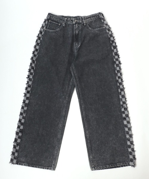 セール】チェックサイドライン フリンジ ケミカル