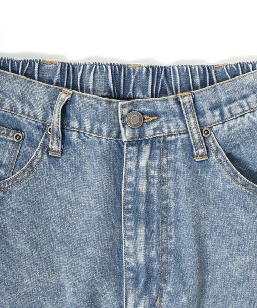 Salong hameu（サロン ハミュー）の「チェックサイドライン フリンジ ケミカルウォッシュデニムワイドパンツ メンズ レディース（デニムパンツ・メンズ・ブラック系その他/インディゴブルー・L/M）」の11枚目の写真