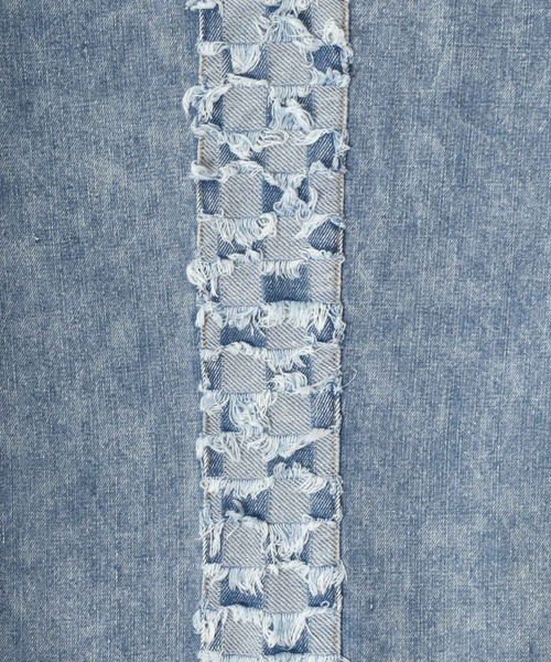 Salong hameu（サロン ハミュー）の「チェックサイドライン フリンジ ケミカルウォッシュデニムワイドパンツ メンズ レディース（デニムパンツ・メンズ・ブラック系その他/インディゴブルー・L/M）」の18枚目の写真