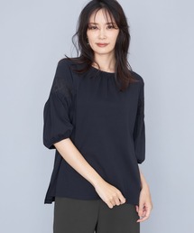 A/C DESIGN BY ALPHA CUBIC | 【接触冷感・UVカット・汗じみ防止】レーススリーブプルオーバー(Tシャツ/カットソー)