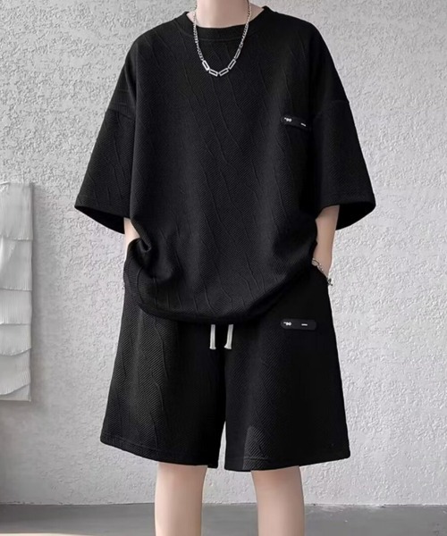 AsaAura(アサオーラ)の「メンズ 半袖tシャツ ハーフパンツセット(アンサンブル・メンズ・ブラック/ホワイト/ベージュ・M/L/XL)」の4枚目の写真