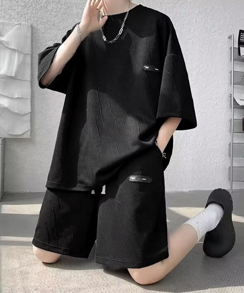AsaAura(アサオーラ)の「メンズ 半袖tシャツ ハーフパンツセット(アンサンブル・メンズ・ブラック/ホワイト/ベージュ・M/L/XL)」の8枚目の写真