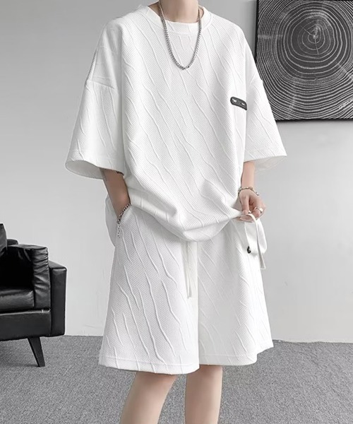 AsaAura(アサオーラ)の「メンズ 半袖tシャツ ハーフパンツセット(アンサンブル・メンズ・ブラック/ホワイト/ベージュ・M/L/XL)」の9枚目の写真