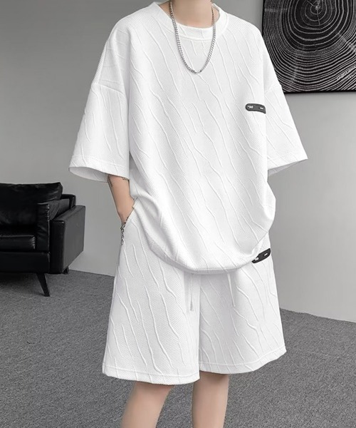 AsaAura(アサオーラ)の「メンズ 半袖tシャツ ハーフパンツセット(アンサンブル・メンズ・ブラック/ホワイト/ベージュ・M/L/XL)」の10枚目の写真