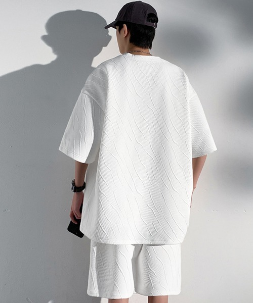 AsaAura(アサオーラ)の「メンズ 半袖tシャツ ハーフパンツセット(アンサンブル・メンズ・ブラック/ホワイト/ベージュ・M/L/XL)」の12枚目の写真