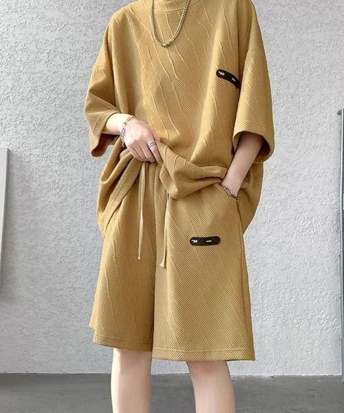 AsaAura(アサオーラ)の「メンズ 半袖tシャツ ハーフパンツセット(アンサンブル・メンズ・ブラック/ホワイト/ベージュ・M/L/XL)」の13枚目の写真