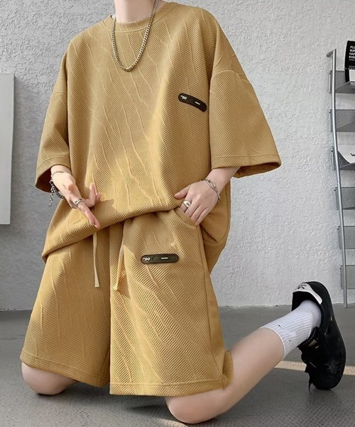 AsaAura(アサオーラ)の「メンズ 半袖tシャツ ハーフパンツセット(アンサンブル・メンズ・ブラック/ホワイト/ベージュ・M/L/XL)」の15枚目の写真