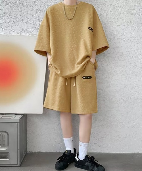 AsaAura(アサオーラ)の「メンズ 半袖tシャツ ハーフパンツセット(アンサンブル・メンズ・ブラック/ホワイト/ベージュ・M/L/XL)」の16枚目の写真