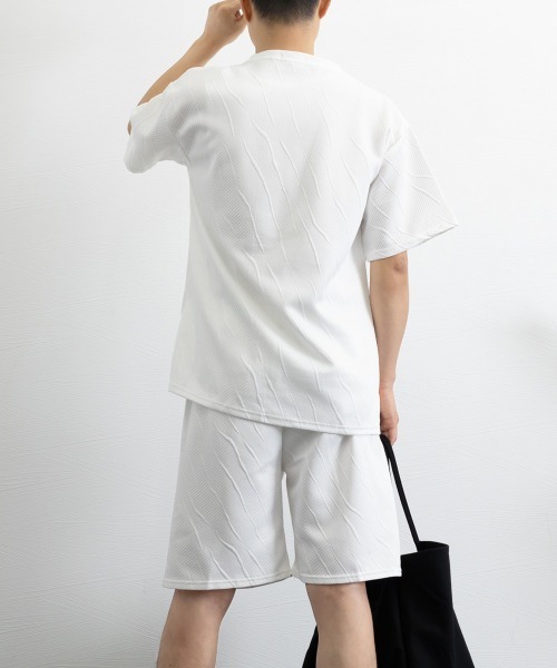 AsaAura(アサオーラ)の「メンズ 半袖tシャツ ハーフパンツセット(アンサンブル・メンズ・ブラック/ホワイト/ベージュ・M/L/XL)」の19枚目の写真