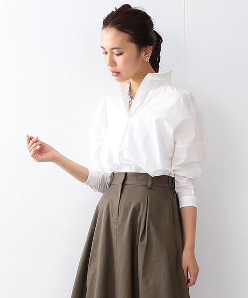 BEAMS LIGHTS Women's（ビームスライツ ウィメンズ）の「BEAMS LIGHTS / タイプライター ビッグシャツ（シャツ/ブラウス・レディース・オフホワイト/ブラック/ブラウン・36/38）」の22枚目の写真