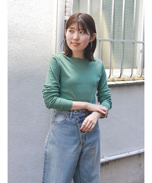 Ungrid(アングリッド)の「シアーフィットロングスリーブTee(Tシャツ/カットソー・レディース・オフホワイト/オレンジ/グリーン/ブラック/パープル・FREE)」の12枚目の写真