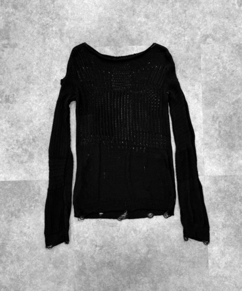 LVEU.(ラブユ.)の「【LVEU.】ダメージニットトップス/ トップス ニット メッシュ ダメージ オーバー シアー 透け感 レイヤード ブラック ホワイト ZOZOTOWN限定(ニット/セーター・レディース・ブラック/ホワイト・FREE)」の19枚目の写真