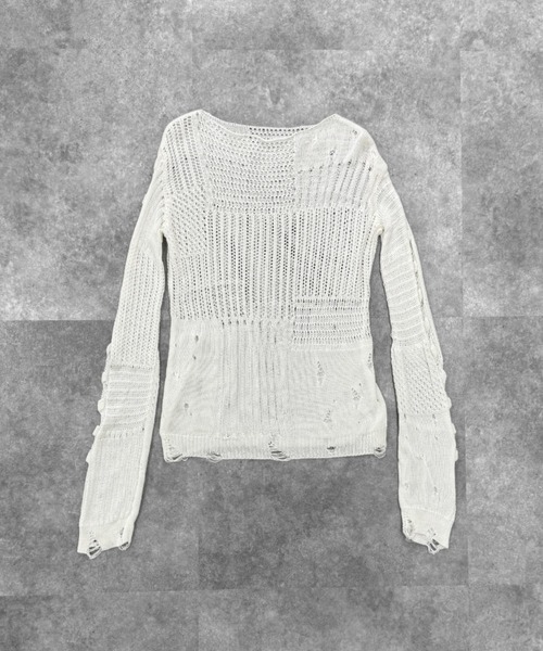 LVEU.(ラブユ.)の「【LVEU.】ダメージニットトップス/ トップス ニット メッシュ ダメージ オーバー シアー 透け感 レイヤード ブラック ホワイト ZOZOTOWN限定(ニット/セーター・レディース・ブラック/ホワイト・FREE)」の21枚目の写真