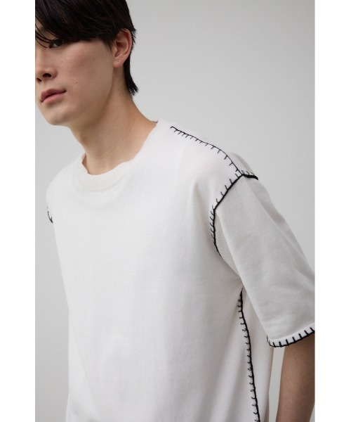 AZUL by moussy(アズールバイマウジー)の「ブランケットステッチ半袖ニット(ニット/セーター・メンズ・オフホワイト/ブルー/ブラック/ライトグレー・FREE)」の5枚目の写真