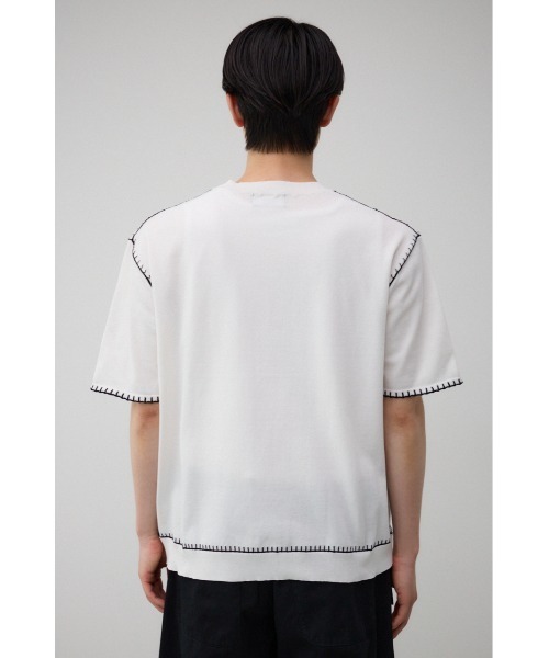 AZUL by moussy(アズールバイマウジー)の「ブランケットステッチ半袖ニット(ニット/セーター・メンズ・オフホワイト/ブルー/ブラック/ライトグレー・FREE)」の10枚目の写真