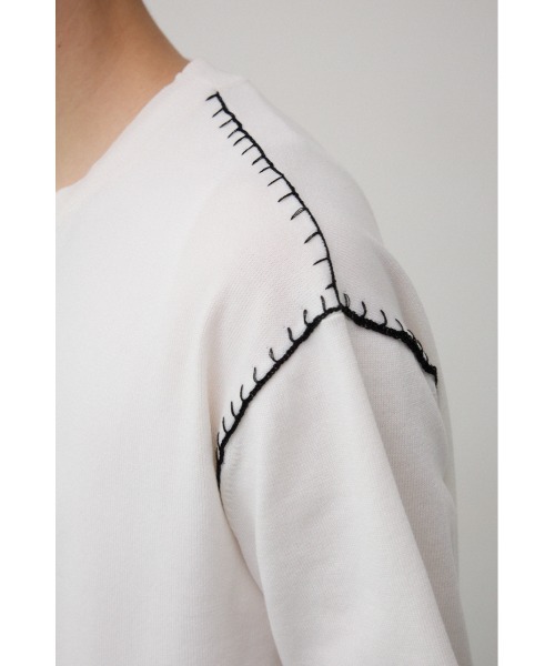 AZUL by moussy(アズールバイマウジー)の「ブランケットステッチ半袖ニット(ニット/セーター・メンズ・オフホワイト/ブルー/ブラック/ライトグレー・FREE)」の12枚目の写真