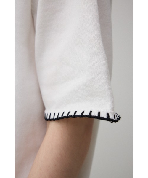 AZUL by moussy(アズールバイマウジー)の「ブランケットステッチ半袖ニット(ニット/セーター・メンズ・オフホワイト/ブルー/ブラック/ライトグレー・FREE)」の13枚目の写真