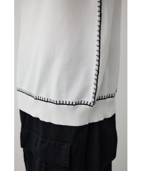 AZUL by moussy(アズールバイマウジー)の「ブランケットステッチ半袖ニット(ニット/セーター・メンズ・オフホワイト/ブルー/ブラック/ライトグレー・FREE)」の14枚目の写真