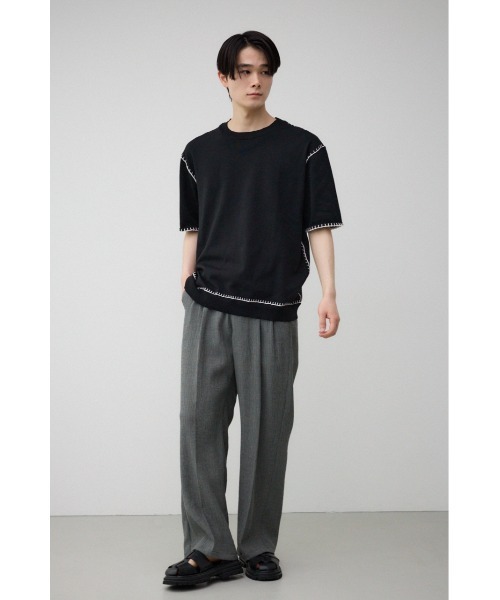 AZUL by moussy(アズールバイマウジー)の「ブランケットステッチ半袖ニット(ニット/セーター・メンズ・オフホワイト/ブルー/ブラック/ライトグレー・FREE)」の18枚目の写真