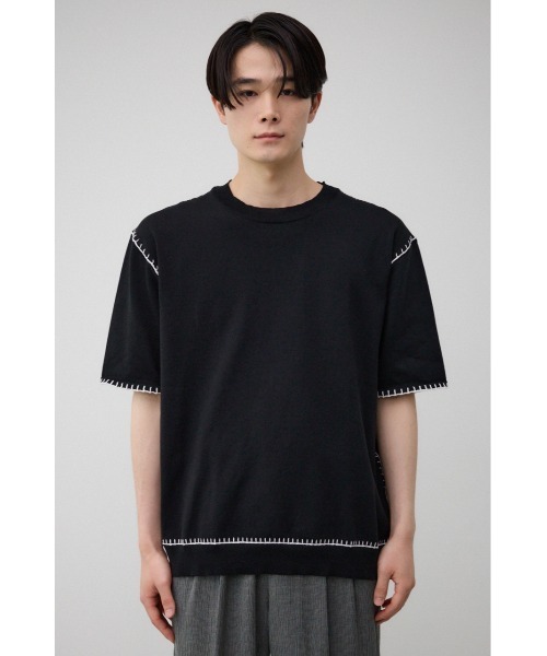 AZUL by moussy(アズールバイマウジー)の「ブランケットステッチ半袖ニット(ニット/セーター・メンズ・オフホワイト/ブルー/ブラック/ライトグレー・FREE)」の19枚目の写真