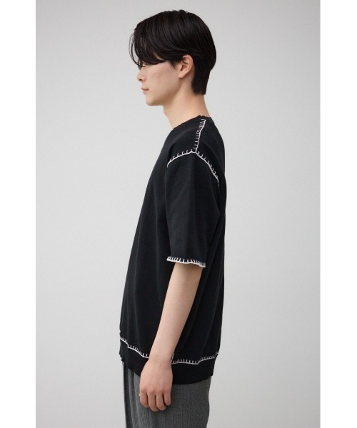 AZUL by moussy(アズールバイマウジー)の「ブランケットステッチ半袖ニット(ニット/セーター・メンズ・オフホワイト/ブルー/ブラック/ライトグレー・FREE)」の20枚目の写真