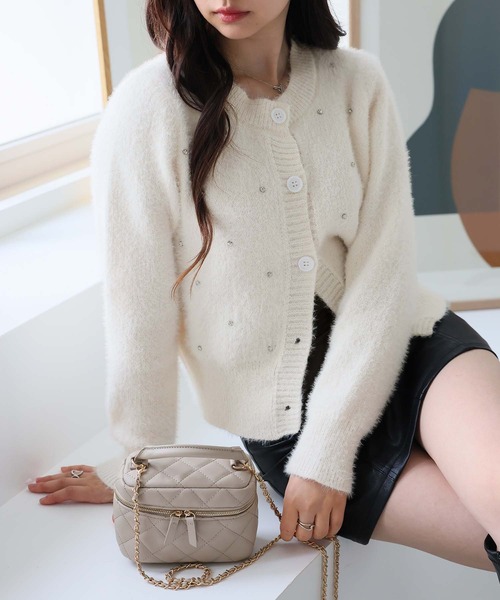 Doula Doula（ドゥーラドゥーラ）の「ストーン付きニットカーディガン（カーディガン/ボレロ・レディース・ホワイト/ブラック/グレー・FREE）」の15枚目の写真