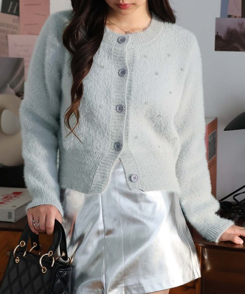 Doula Doula（ドゥーラドゥーラ）の「ストーン付きニットカーディガン（カーディガン/ボレロ・レディース・ホワイト/ブラック/グレー・FREE）」の16枚目の写真